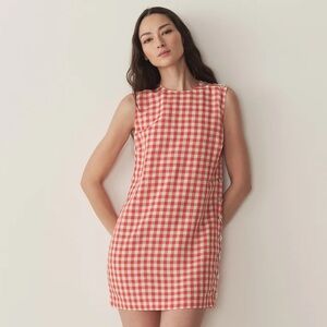 Doen Gingham Red and White Swim Coverup